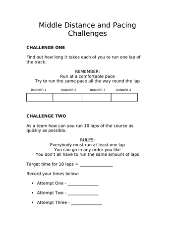 Middle distance pacing challenge