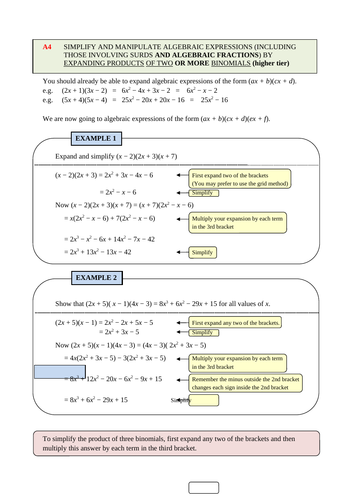 Expand products of two or more binomials (Higher)