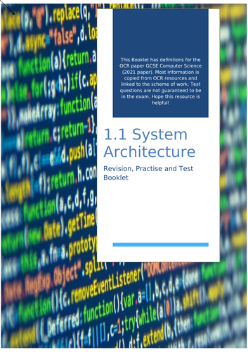 GCSE Computer Science 1.1 System Architecture Revision Sheets