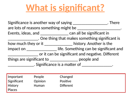 Significance Lesson and Resources