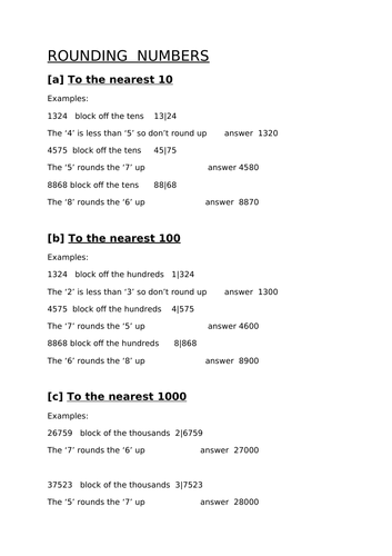Rounding numbers  (9-1)