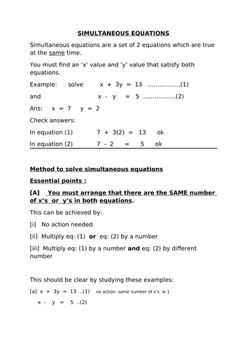 Simultaneous equations (9-1)
