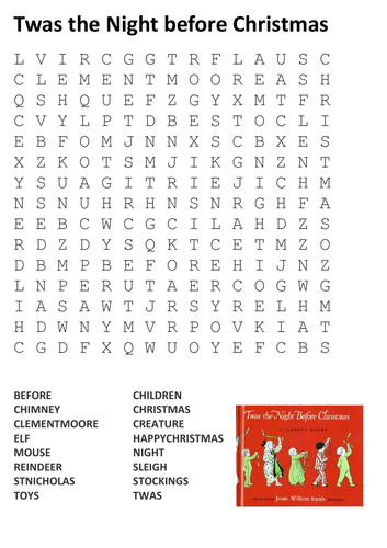 Twas the Night before Christmas Word Search