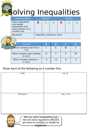 Solving Inequalities Worksheet | Teaching Resources