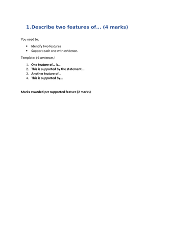 Edexcel GCSE History paper 1 Writing template