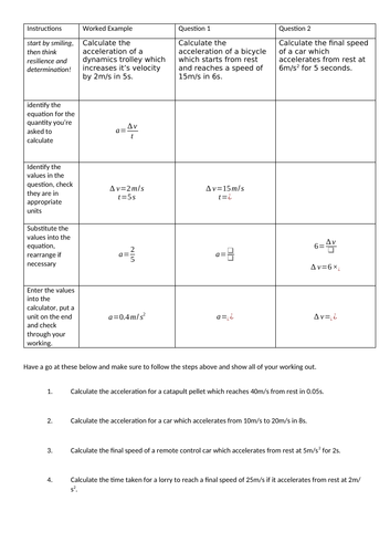 Side-by-side Calculations - Acceleration