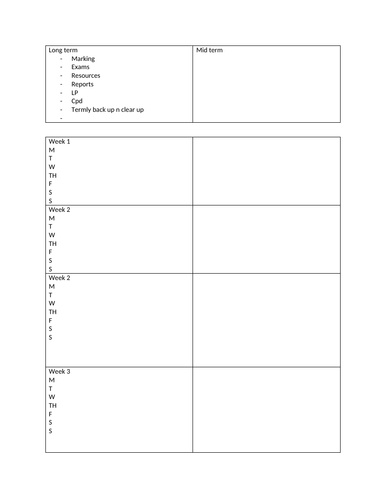 half termly to do list overview