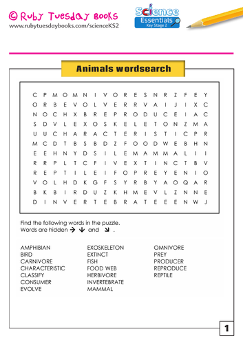 Animals Wordsearch