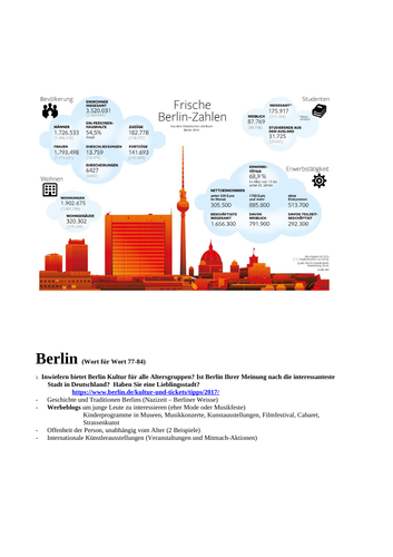 AS GERMAN BERLIN Questions and Answers suggested by AQA Markschemes