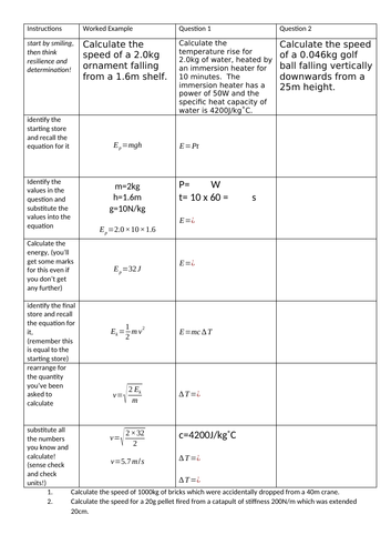 Energy Analysis - Side-by-side Calculation