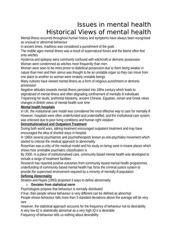 Issues in Mental Health