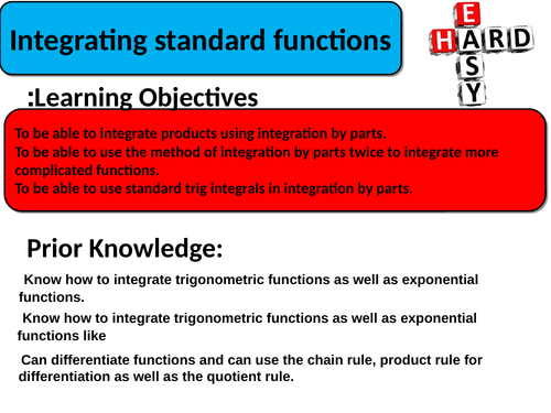 Integrating Standard functions
