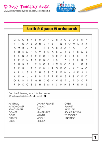 Earth and Space Wordsearch