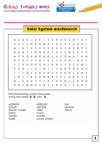 Solar System Wordsearch