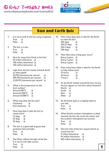 Sun and Earth Quiz