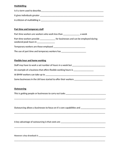 Approaches to staffing AS or A Level  Business Whole Lesson Resource