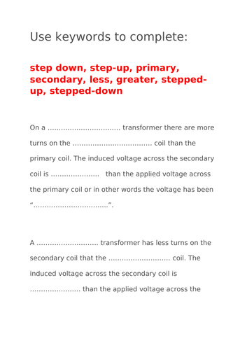 Transformers wordfill