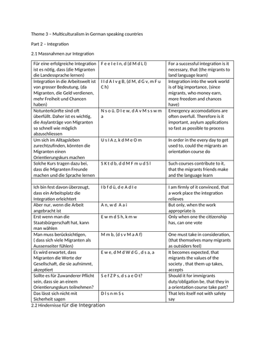 A level rubric die Integration