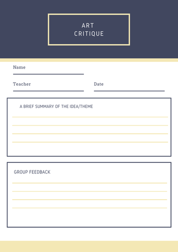 Critique Sheets - Art & Photography