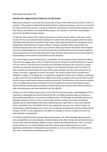 Religious basis for Natural Law