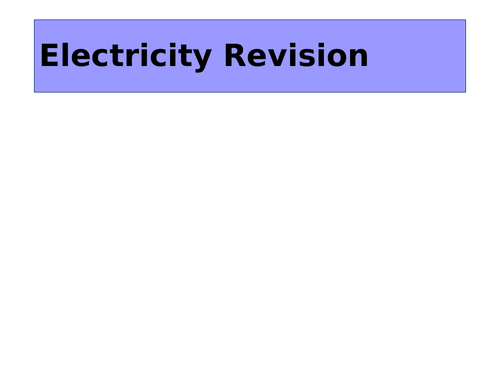 AQA GCSE Physics Electricity Revision Lesson