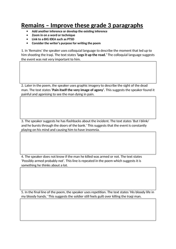 Remains - improving paragraphs