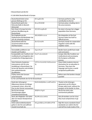 A level rubric Deutschland und die EU