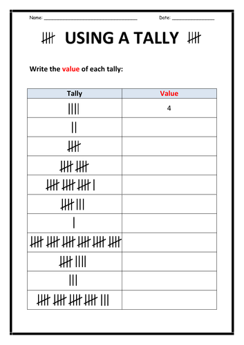 Using a Tally (4-page booklet)