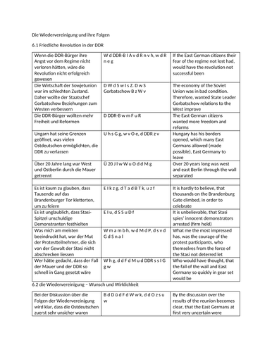 A level rubric die Wiedervereinigung und ihre Folgen