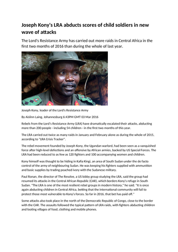 Newspapers and The LRA