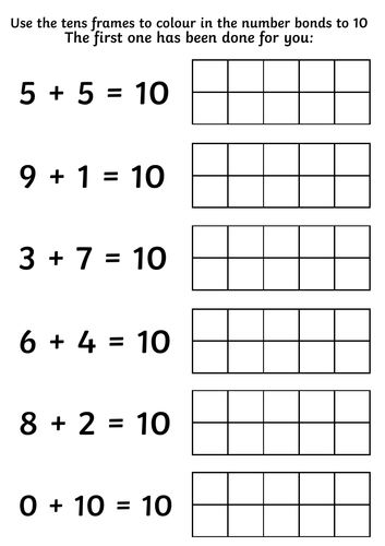 year 1 number bonds to 10 using tens frames teaching