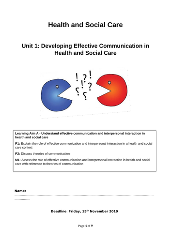 Coursework Booklets (Learning Aim A & B)