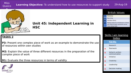 Unit 45: Independent Learning in HSC
