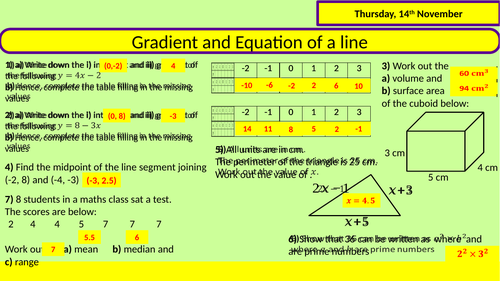 Gradient and Equation of a line