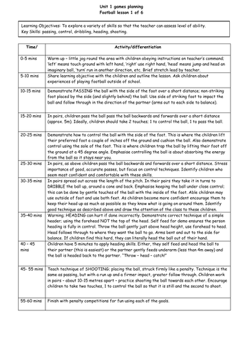 KS2 Football lesson plans & overview