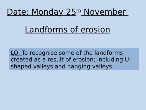 Glacial Landforms U-shaped / Hanging Valley and Ribbon Lakes