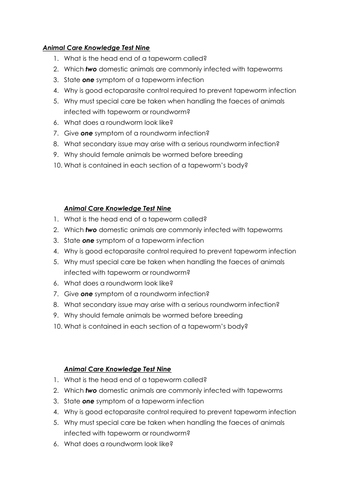BTEC Animal Care - Unit One, Learning Aim C Revision Lesson