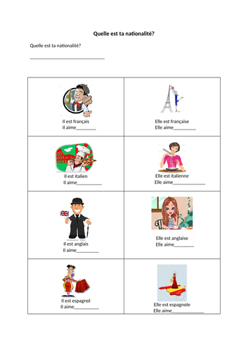 What is your nationality? for key stage 2