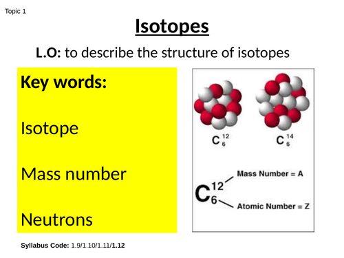 Isotopes intro Edexcel Chemistry GCSE