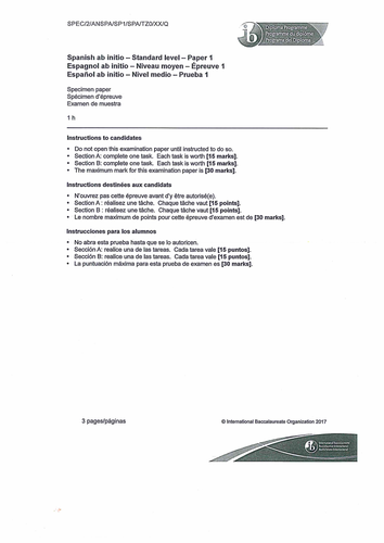 IB ab initio new spec written assessment