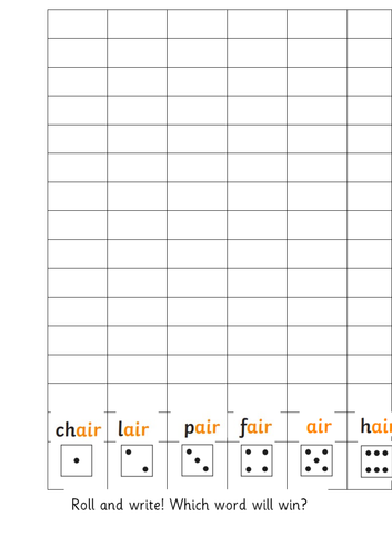 Roll and write template Teaching Resources
