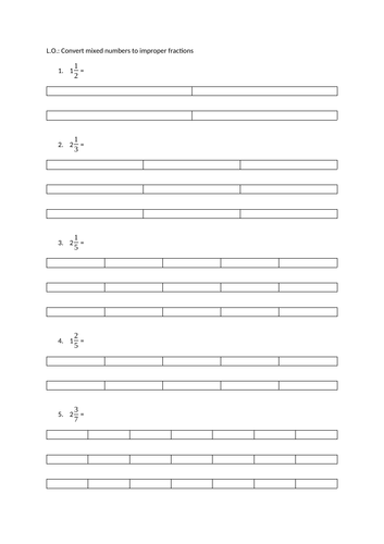 Mixed Number Improper Fraction Conversion Questions