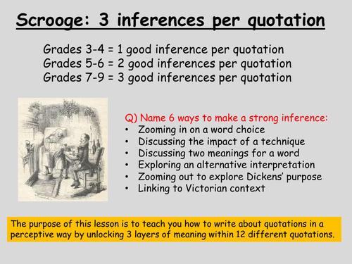 Scrooge 3 inferences per quotation with answers (A Christmas Carol)