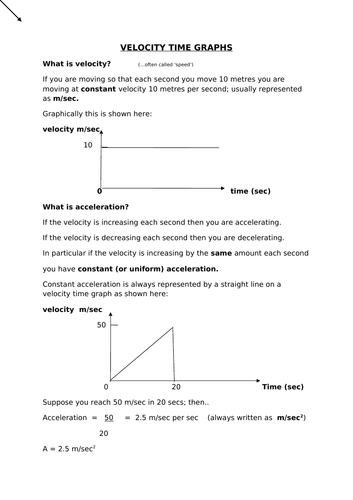 Velocity time graphs (9-1)