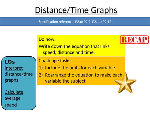 CP1b Distance time graphs Edexcel 9-1 GCSE