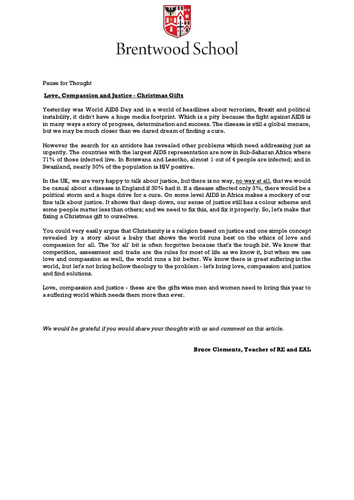 Love, Compassion and Justice - Christmas Gifts