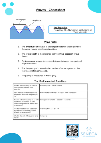 Waves Worksheet & Cheatsheet for GCSE | Teaching Resources