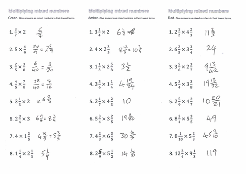 Multiplying mixed numbers RAG