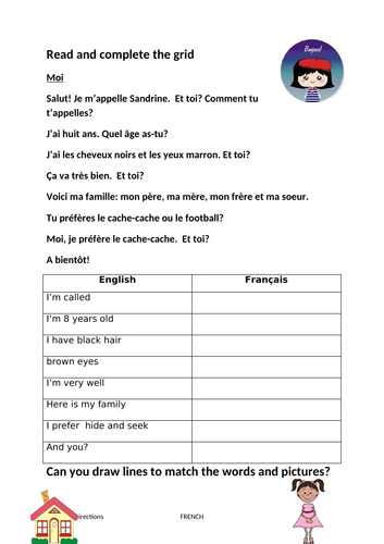french homework worksheet