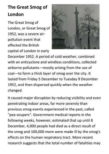 The Great Smog of London Handout